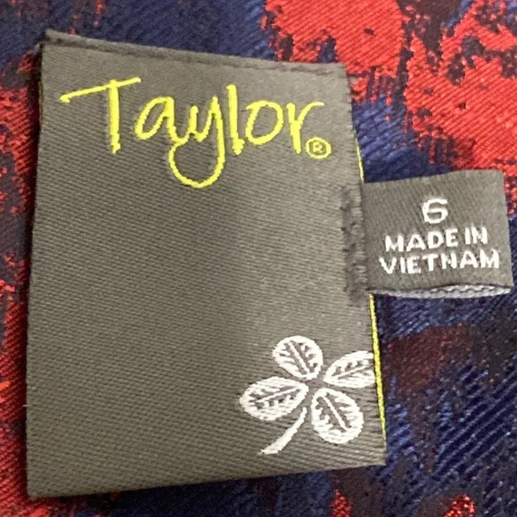 Taylor Blue Red Romantic Goth Floral Jacquard Whimsigoth Fit & Flare Dress Sz. 6 - Picture 7 of 8